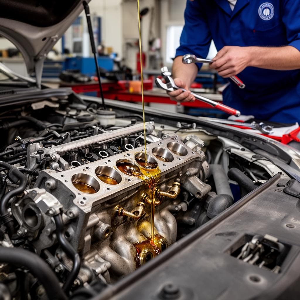 Joint de culasse endommagé retiré d'un moteur de voiture